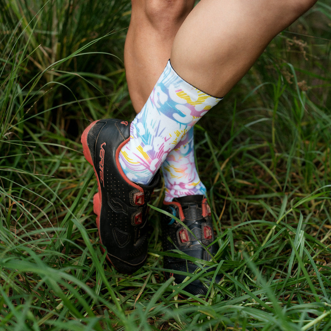 Pastel White Casual Crew Socks