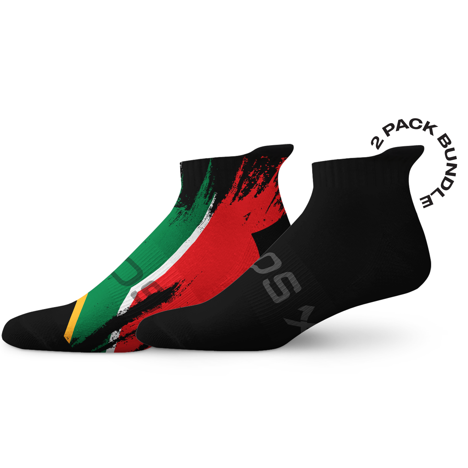 South Africa Splash Flag Black Tab Combo Socks