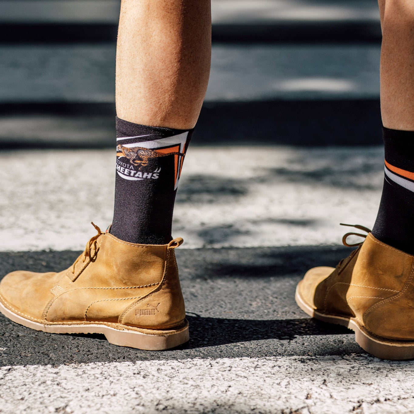 Cheetahs Black Rugby Crew Socks