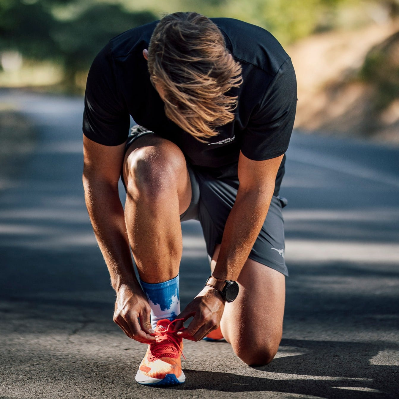 Blue Gravel Minimalist Crew Socks