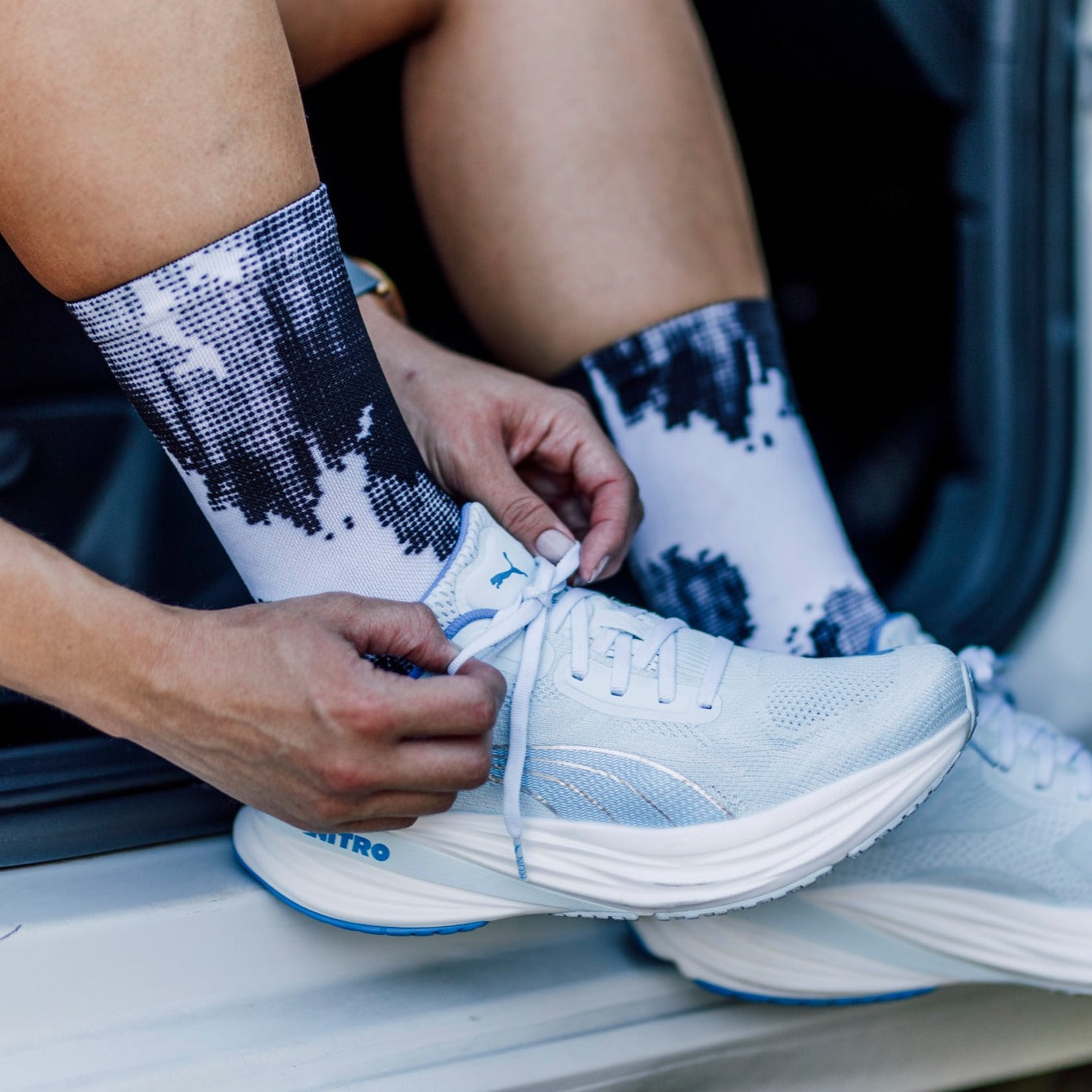 White Gravel Minimalist Crew Socks