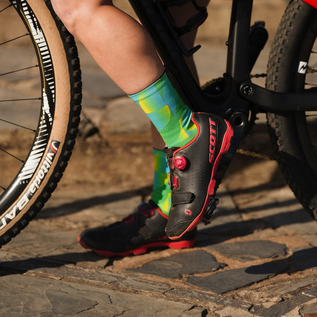 Solid Green Casual Crew Socks