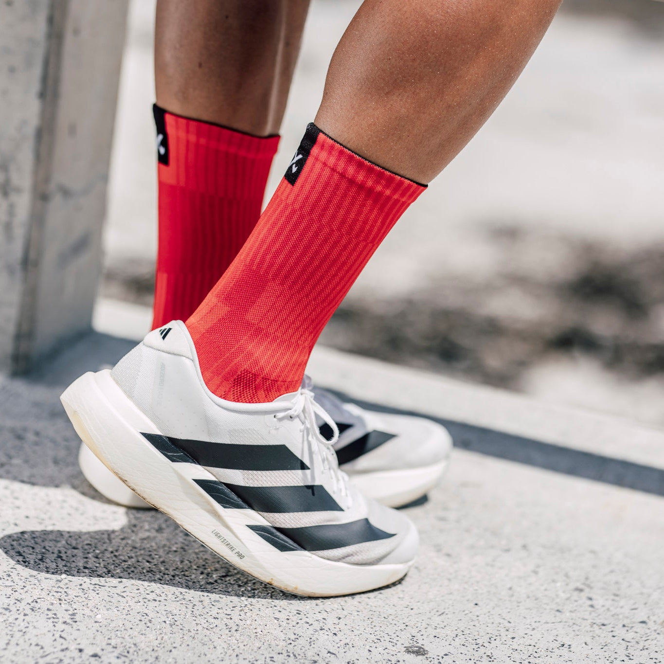 Slight Red Minimalist Crew Socks