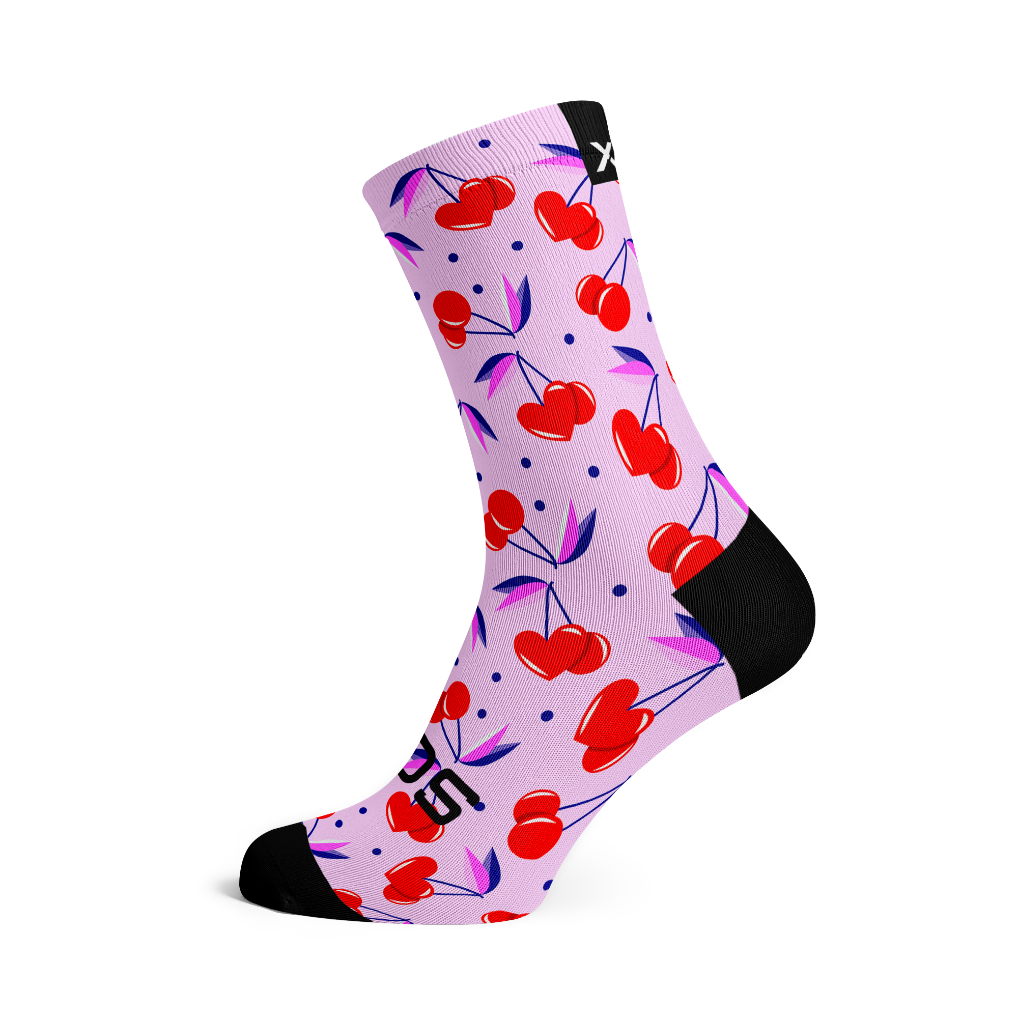 Cherry Pink Casual Crew Socks