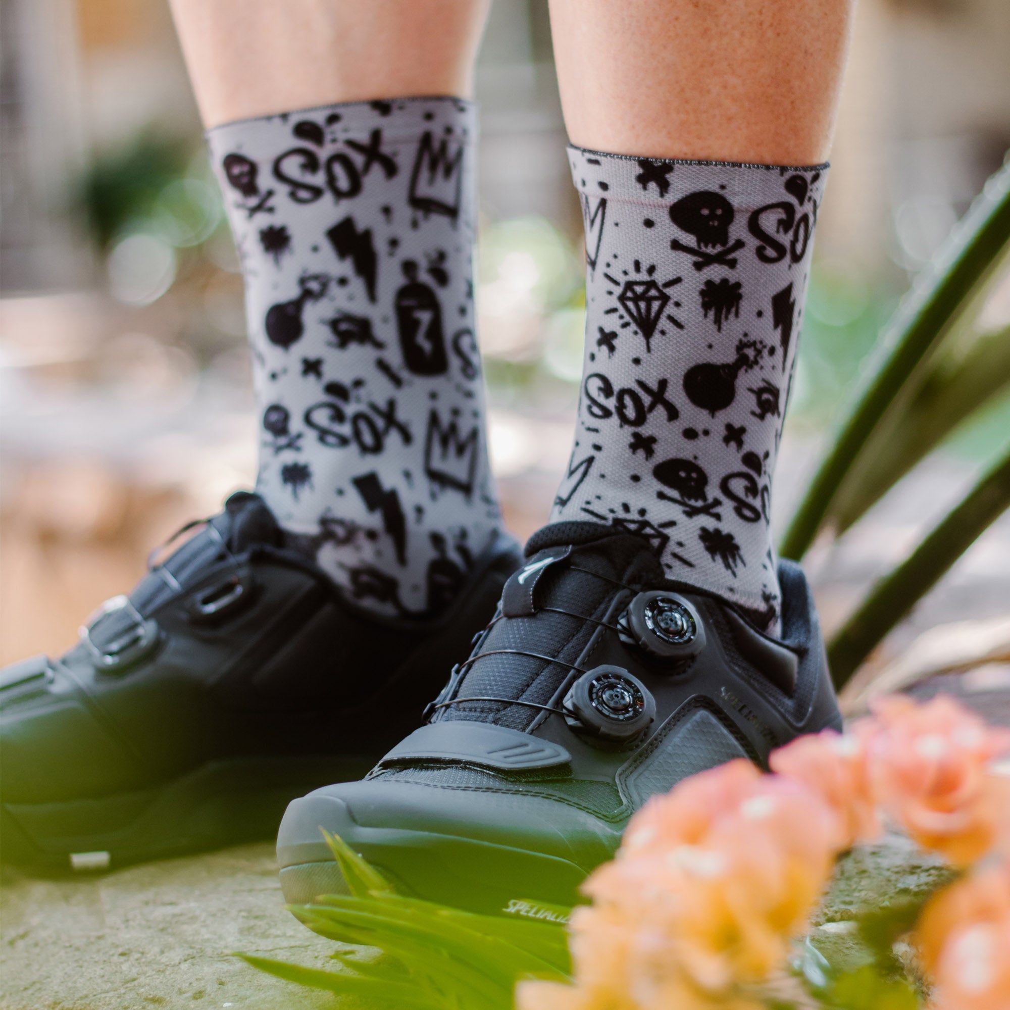 Doodle Grey Casual Crew Socks