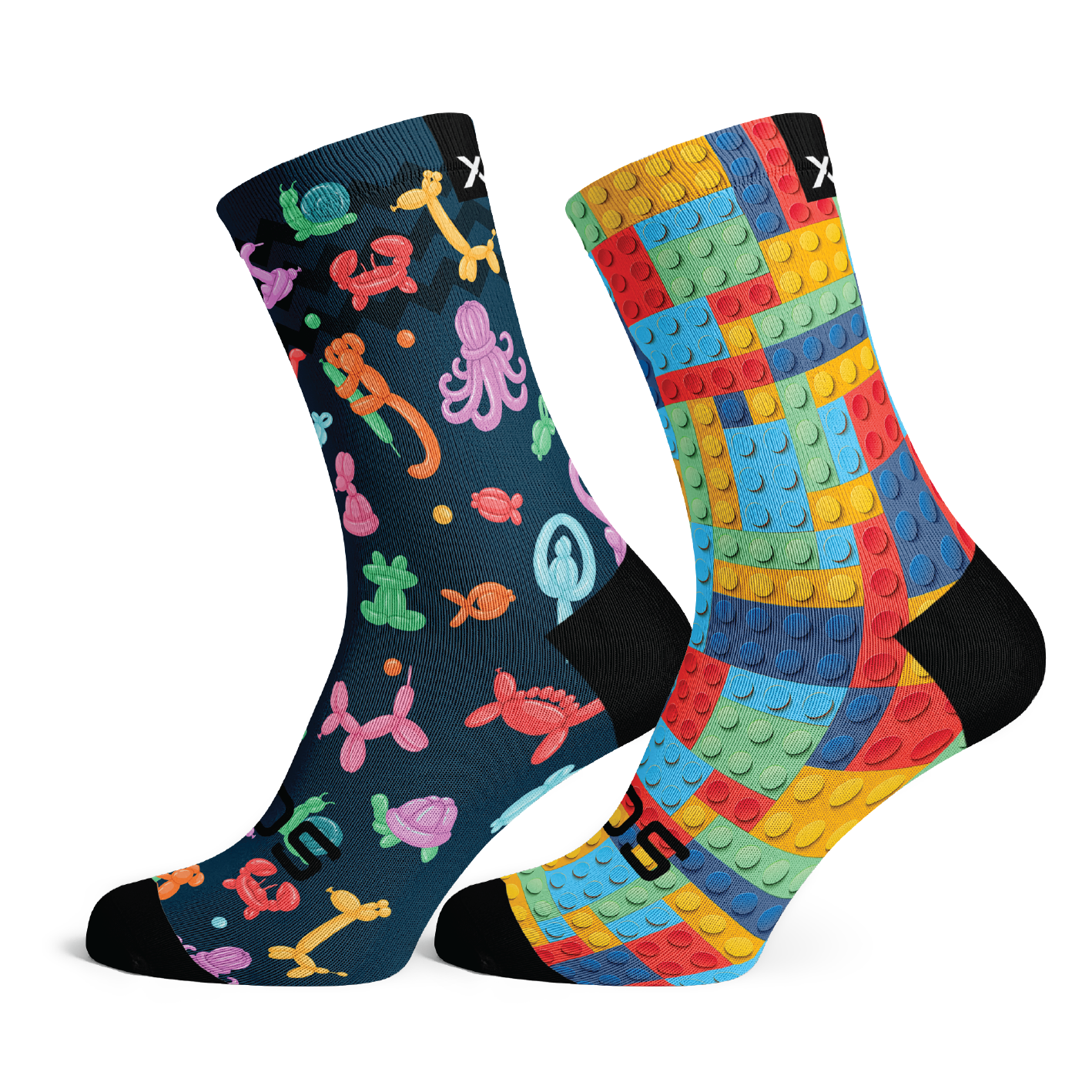 Balloon Animals & Blocks Kids Crew Socks Combo