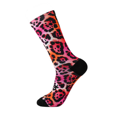 Electric Leopard Pink Casual Crew Socks