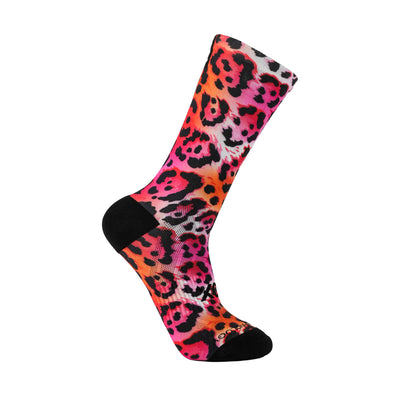 Electric Leopard Pink Casual Crew Socks