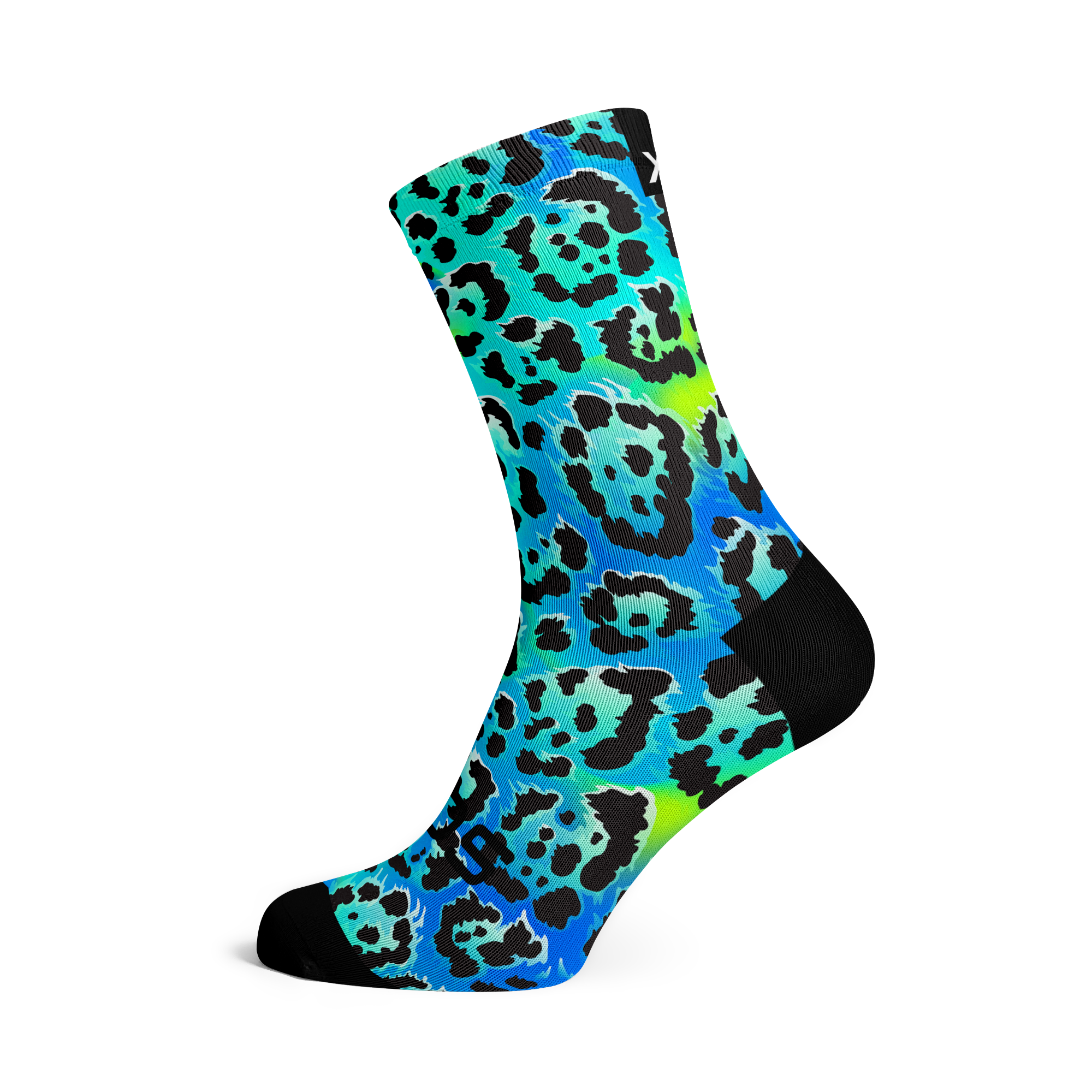 Electric Leopard Blue Casual Crew Socks