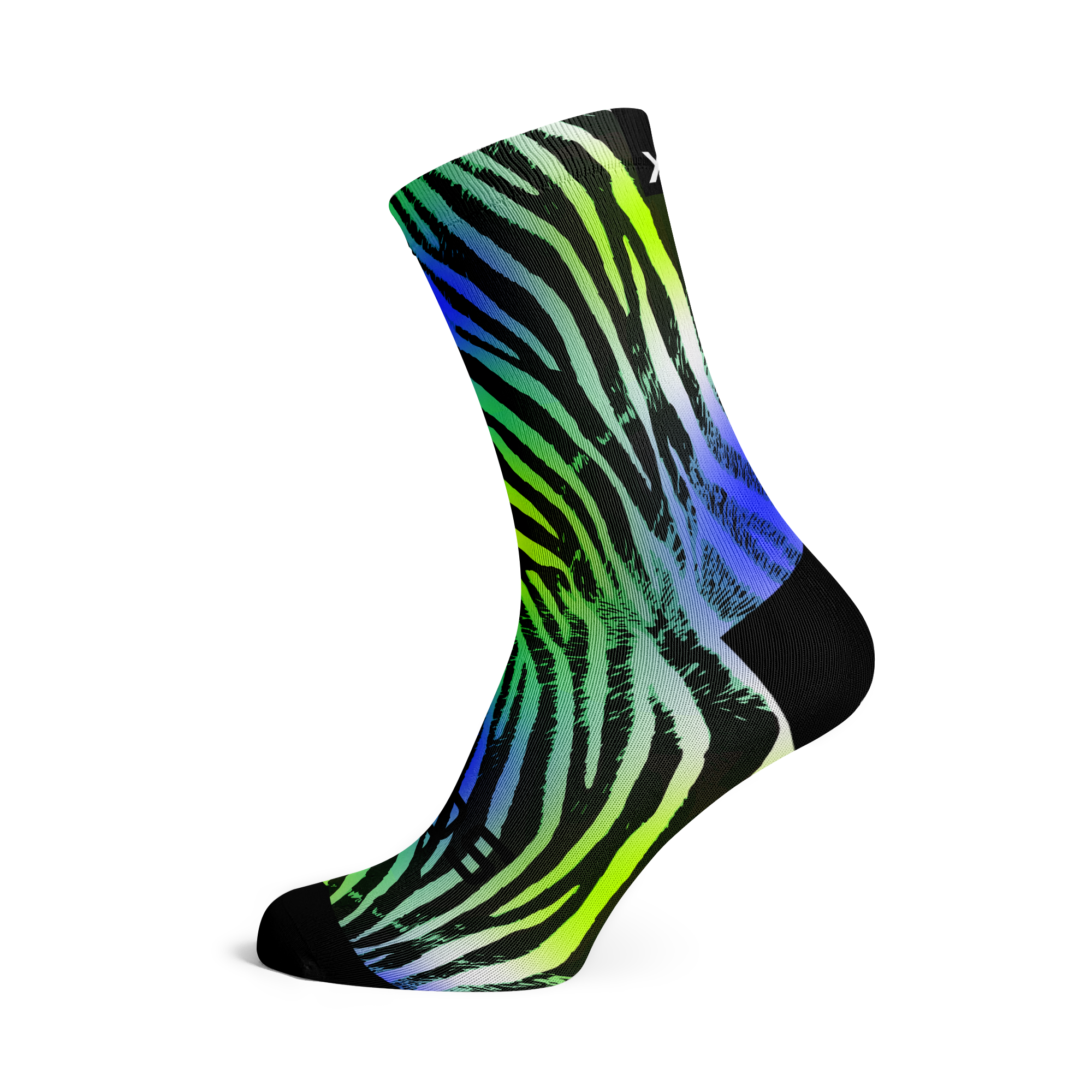 Electric Zebra Green Casual Crew Socks