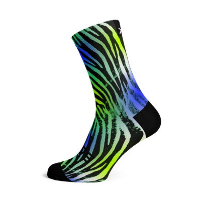 Electric Zebra Green Casual Crew Socks