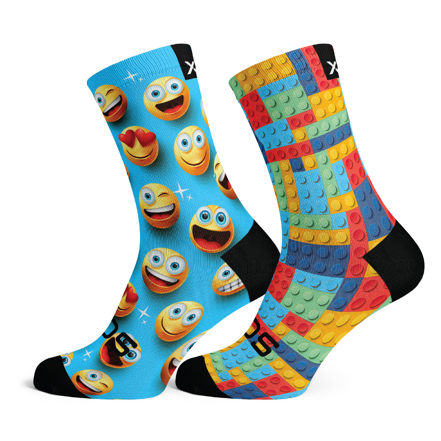 Emoji & Blocks Kids Crew Socks Combo