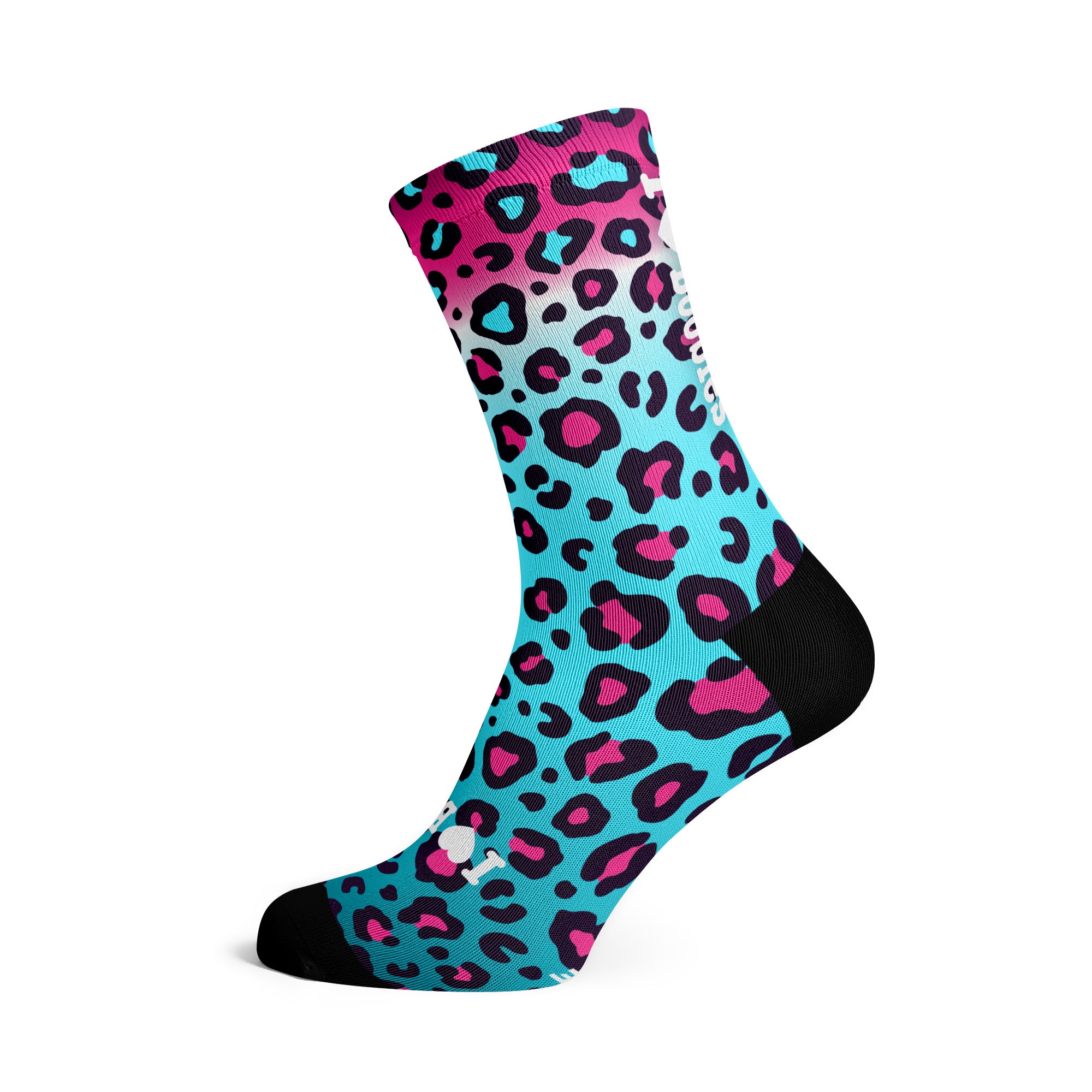 I Love Boobies Leopard Running Crew Socks