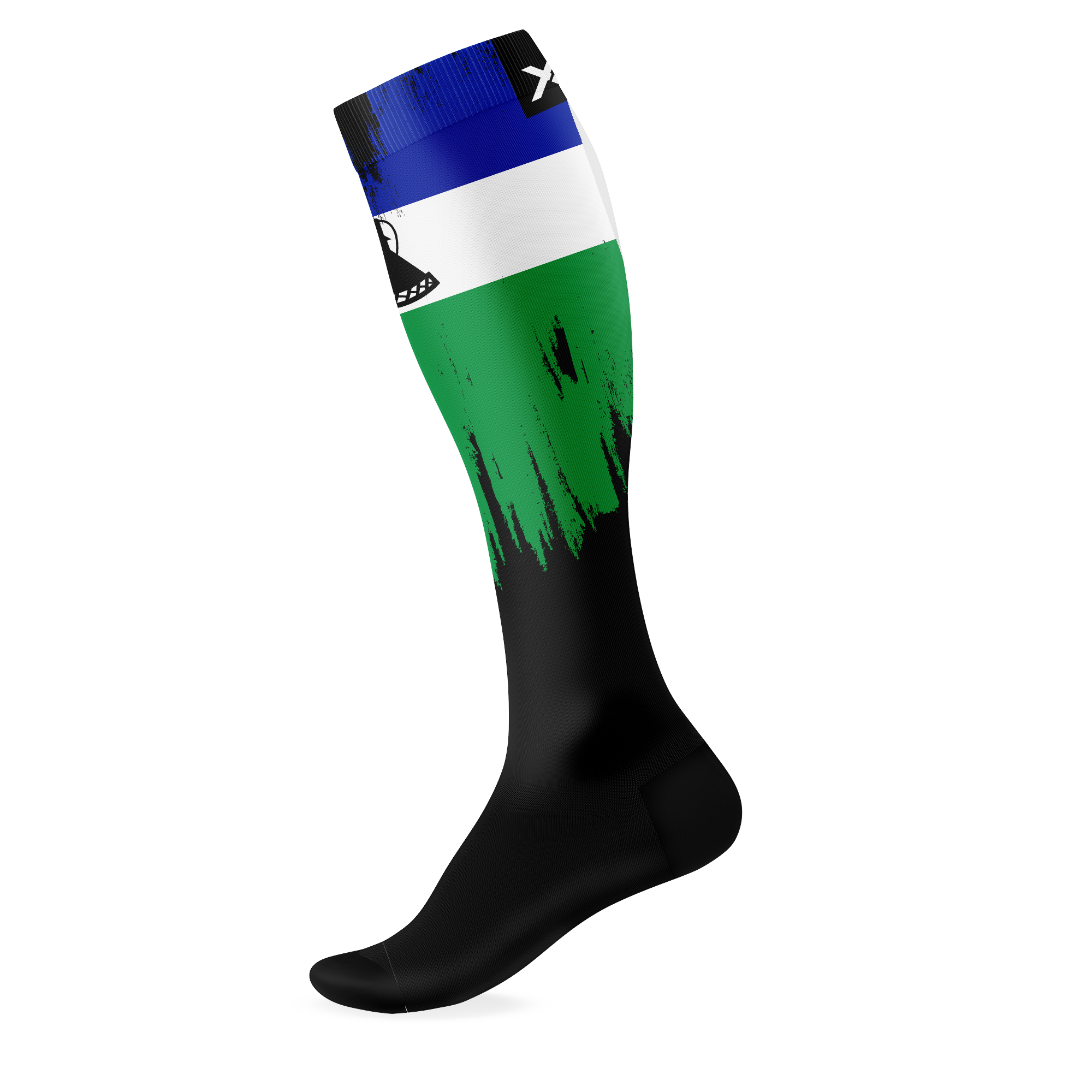 Lesotho Splash Black Knee High Socks