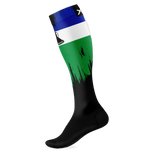 Lesotho Splash Knee High Black Socks