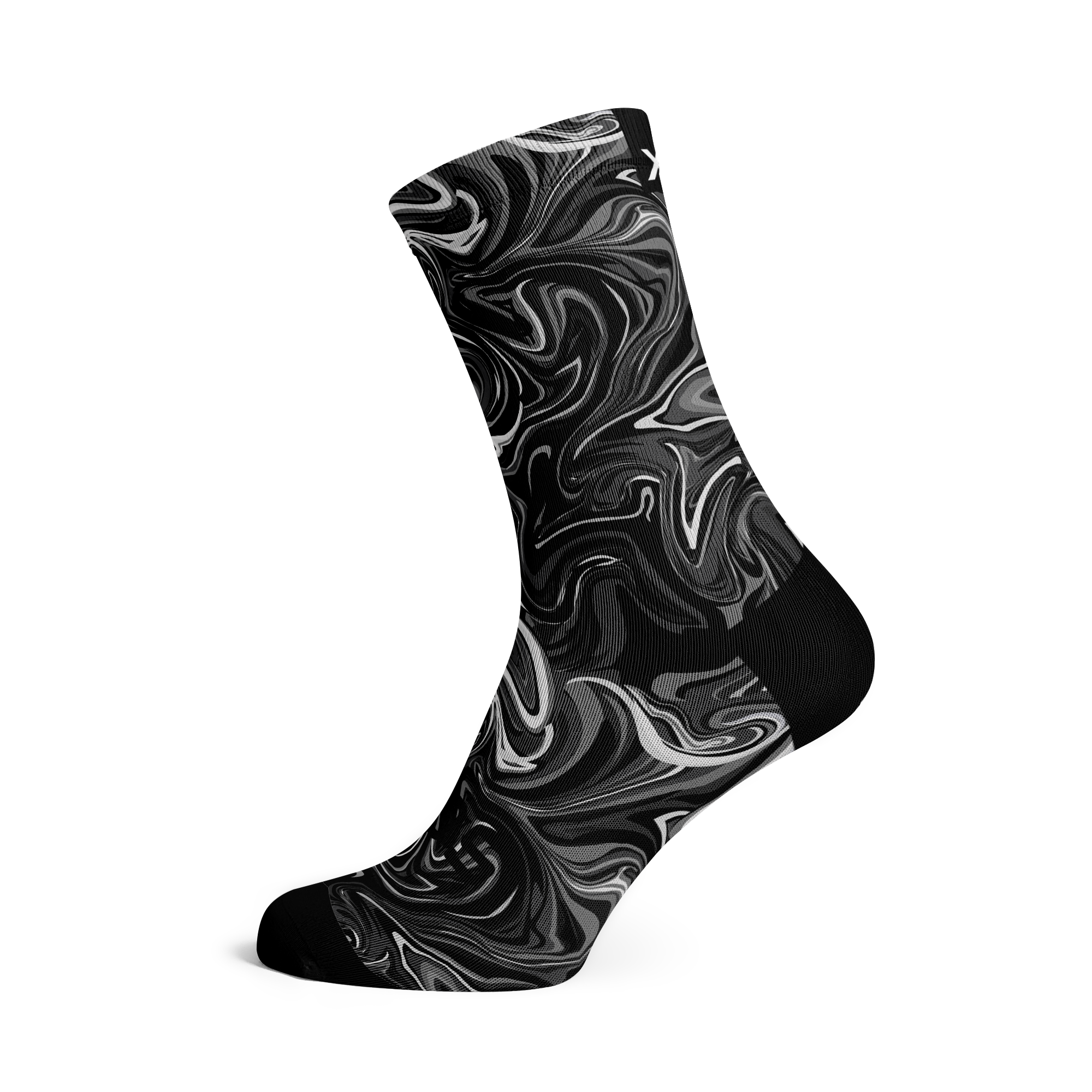 Marble Black Casual Crew Socks
