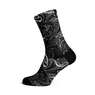 Marble Black Casual Crew Socks