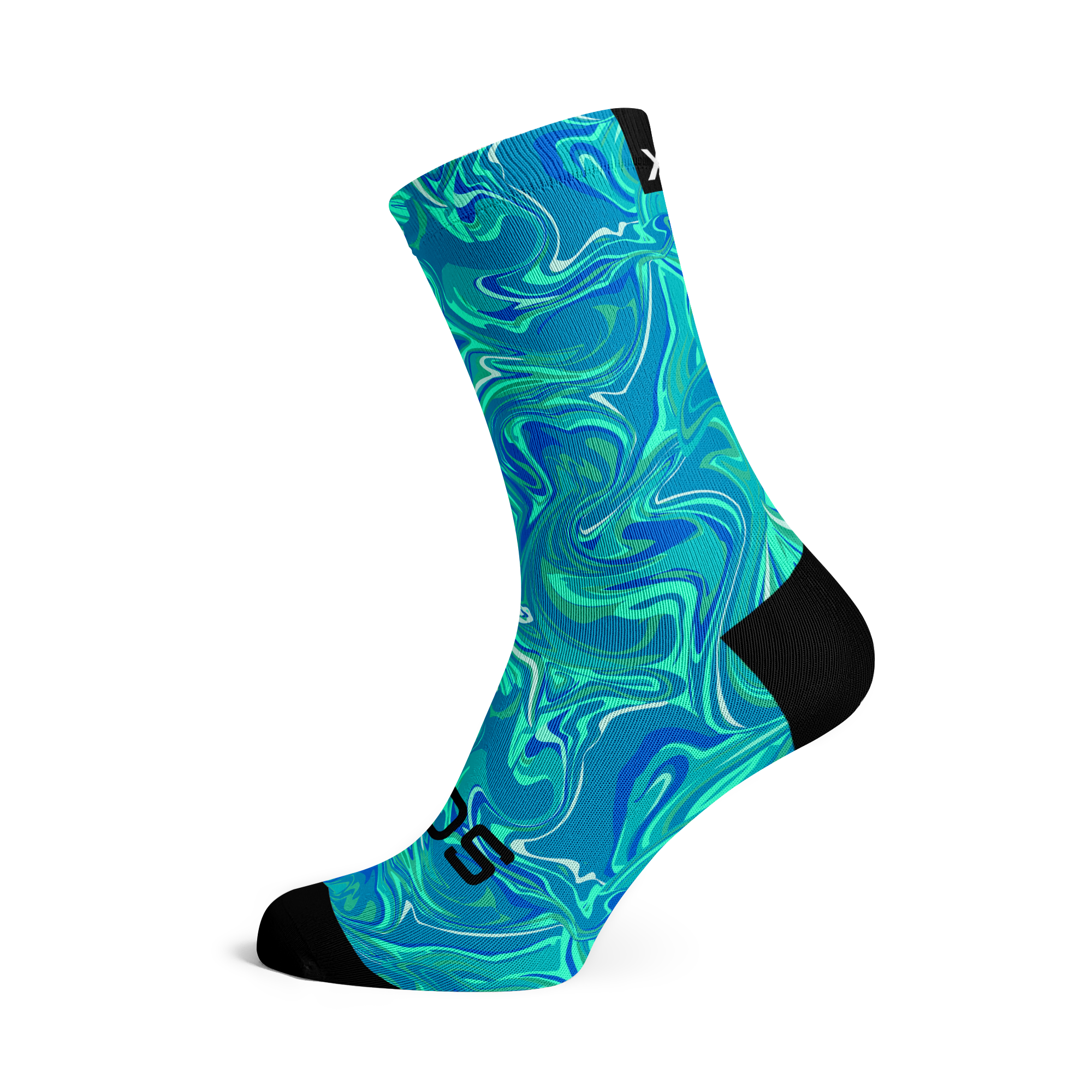 Marble Blue Casual Crew Socks