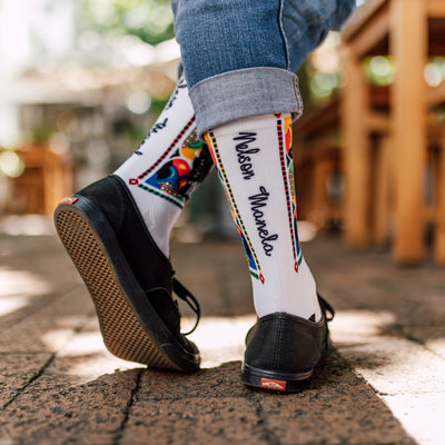 Nelson Mandela Foundation White Crew Socks