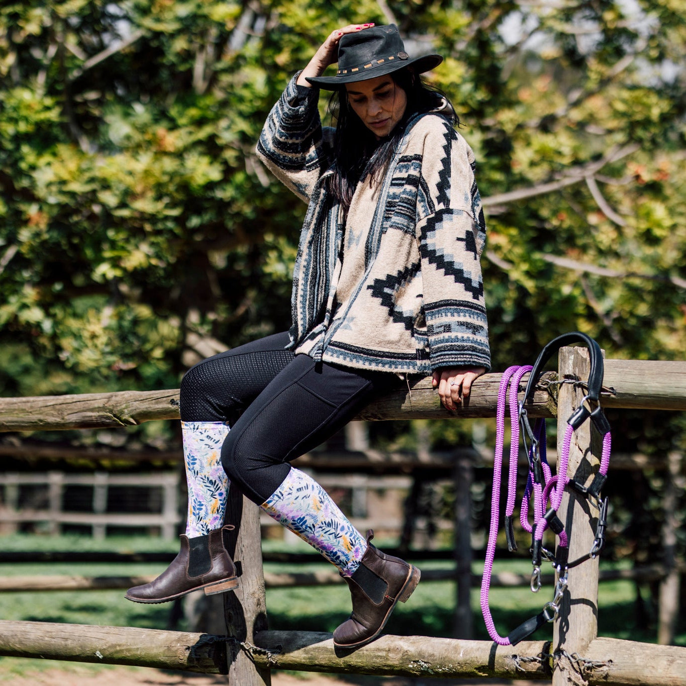 Lavender Fields Equestrian Knee High Socks