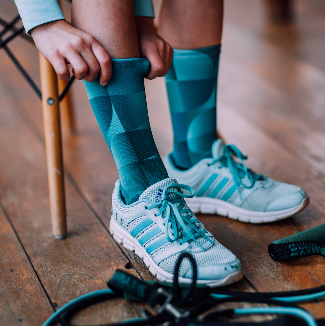 Solid Teal Casual Crew Socks