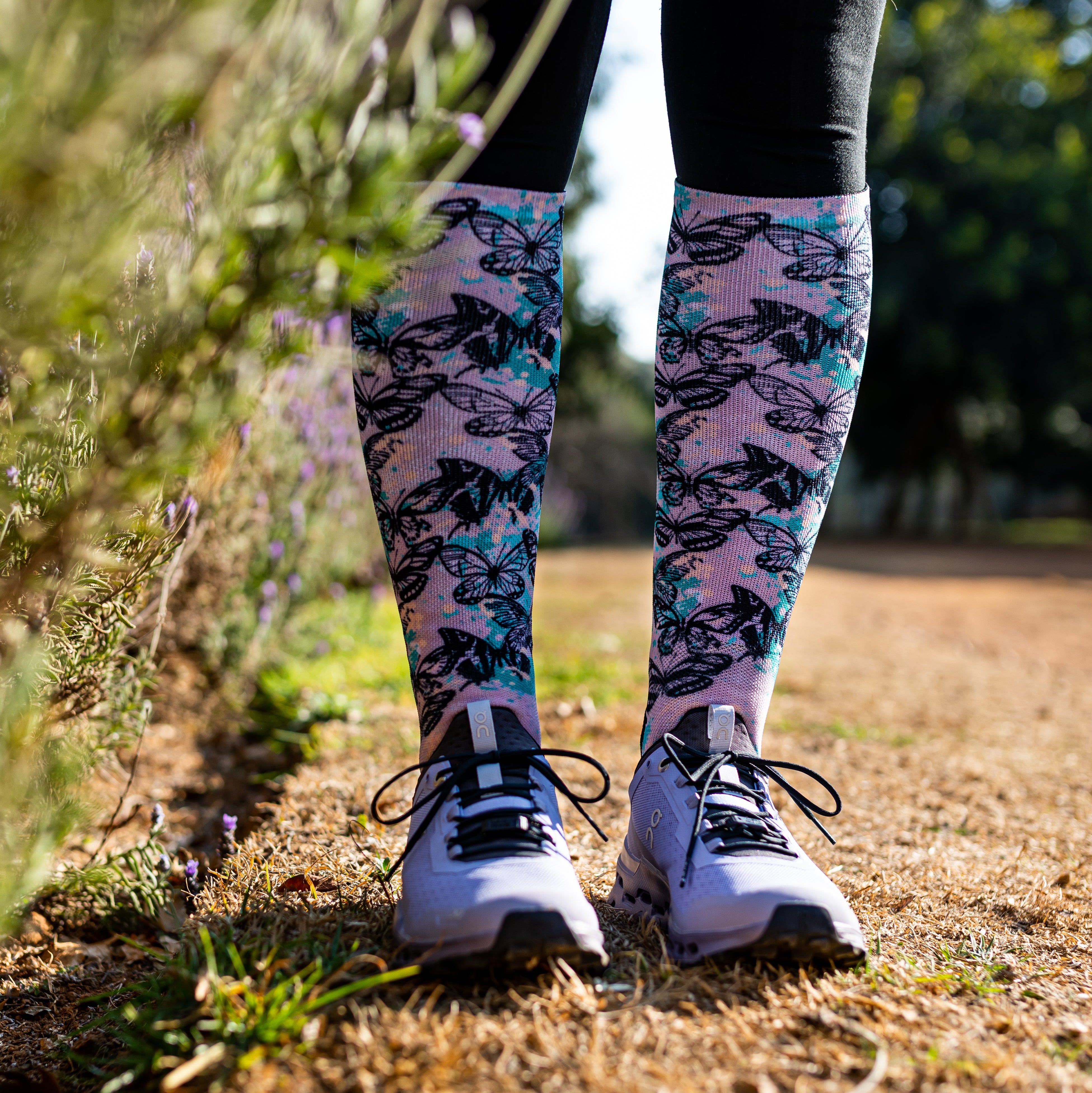 Butterfly Print Knee High Socks