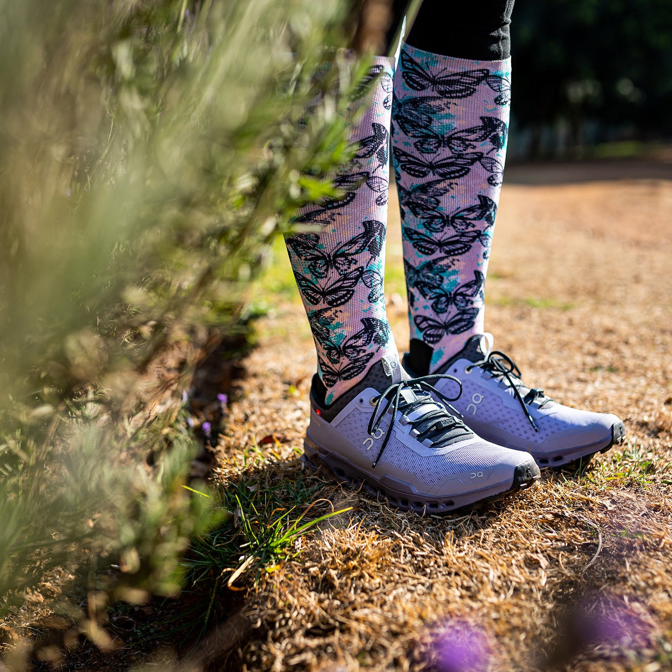 Butterfly Print Knee High Socks