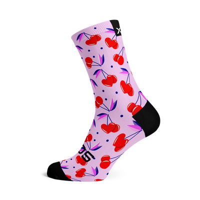 Cherry Pink Casual Crew Socks