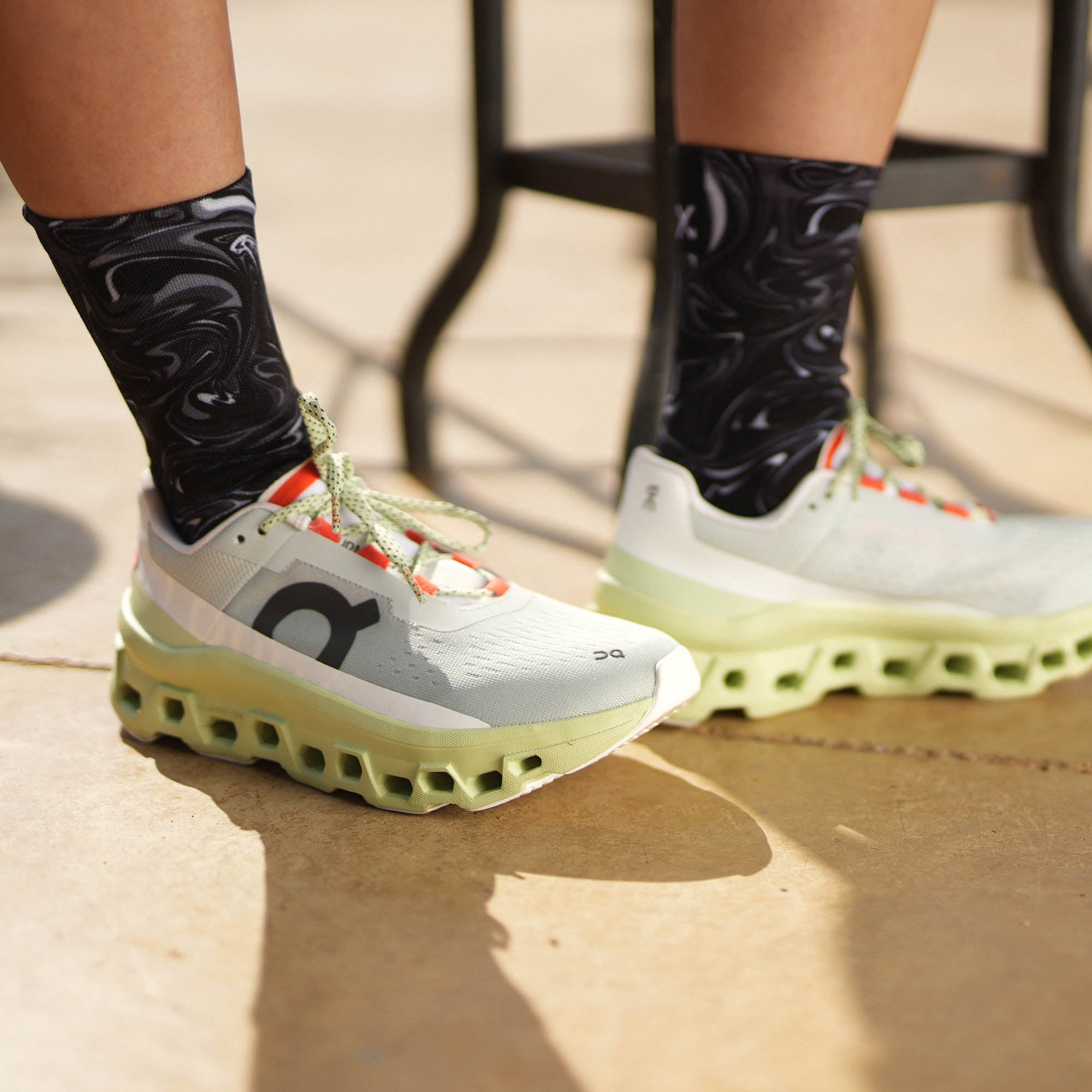 Marble Black Casual Crew Socks