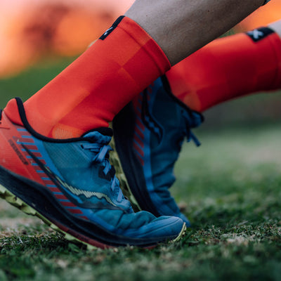 Solid Orange Casual Crew Socks